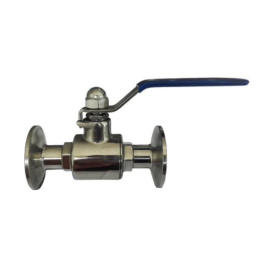 [Valvula_bola_rosca_clamp_AI-316L-3A-3/4] Válvula de bola de 2 piezas con ROSCA y férula de acero inoxidable